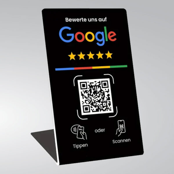 Google Bewertung Aufsteller mit NFC & QR – Schwarz
