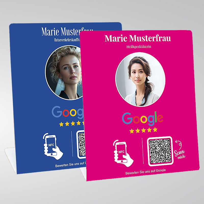Personalisierter Google Bewertungs-Aufsteller 12x14 cm
