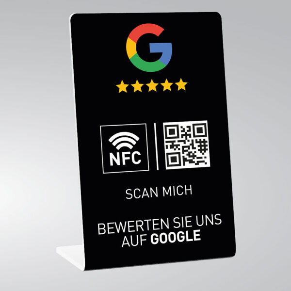 Google Aufsteller mit NFC & QR – Schwarz