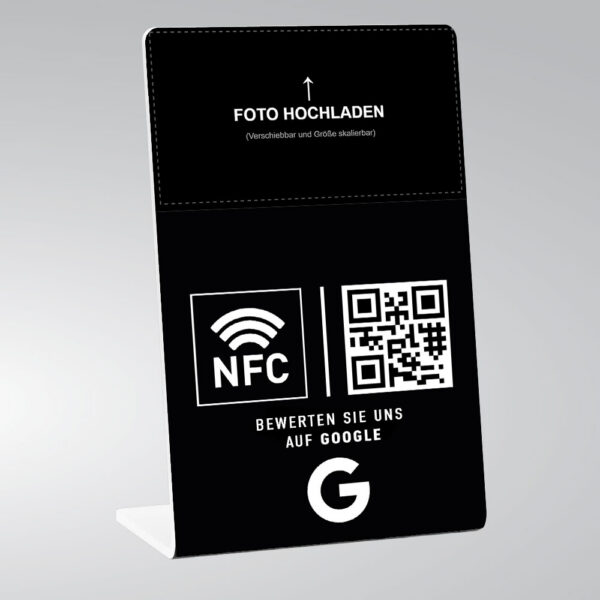 NFC-QR-Code Aufsteller mit Foto