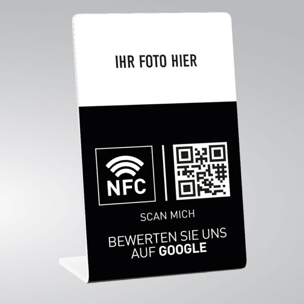 NFC-QR-Code Aufsteller mit Foto