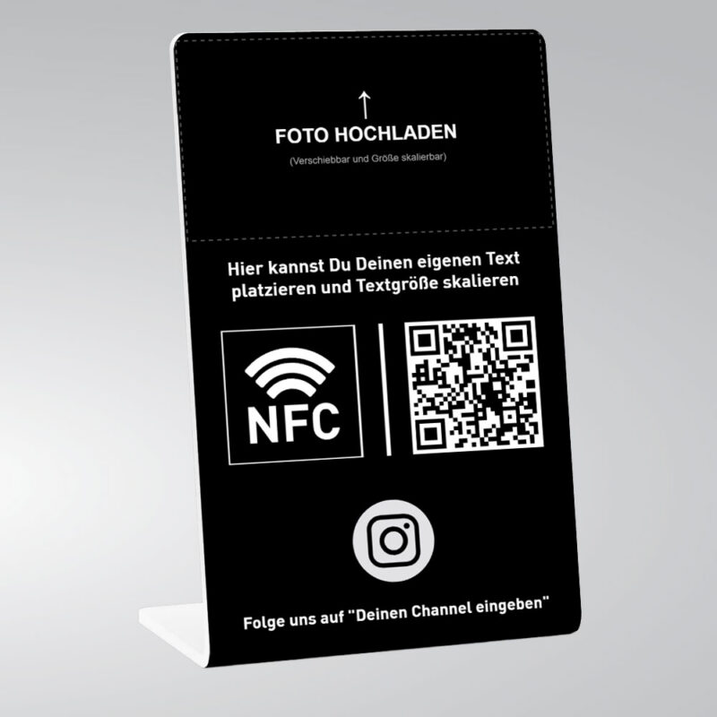 Social Media Tischaufsteller NFC QR Code