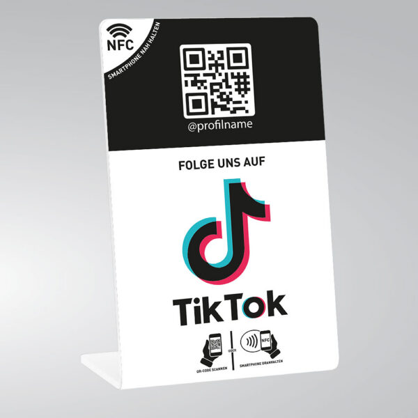TikTok NFC QR-Code Tischaufsteller schwarz weiß